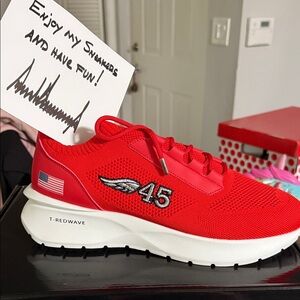 Red Athletic Sneakers with Embroidered Details